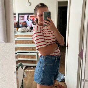 Zara Red White Striped Tee Shirt